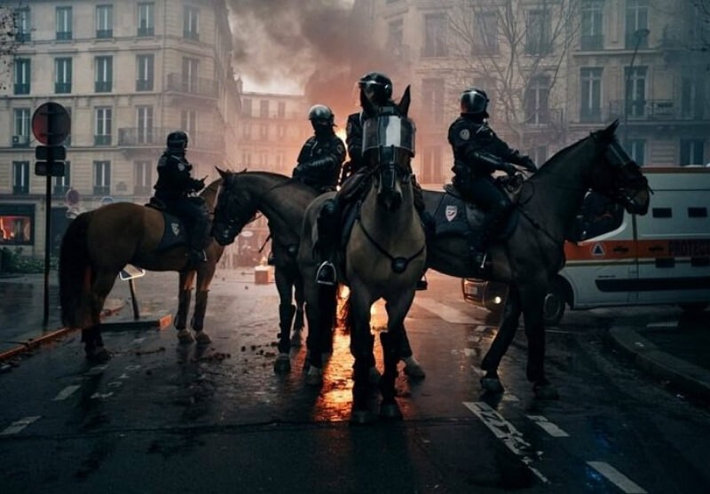 Конный спецназ в Париже