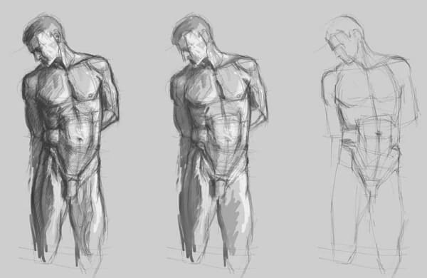 Рисунки карандашом тело мужчины